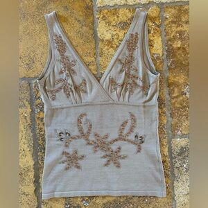 Beige Bebe Sequin Tank Top